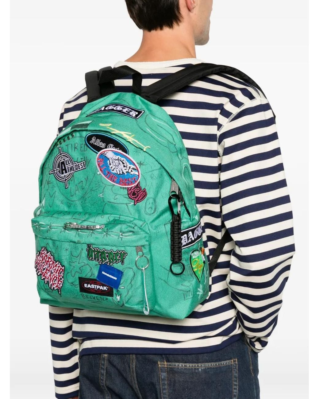 DAGGER Green Patch-Detail Graffiti-Print Backpack for men