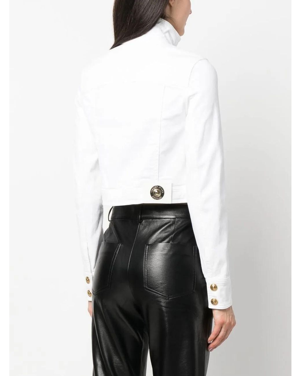 Versace Jeans Couture White Logo-Patch Cropped Jacket