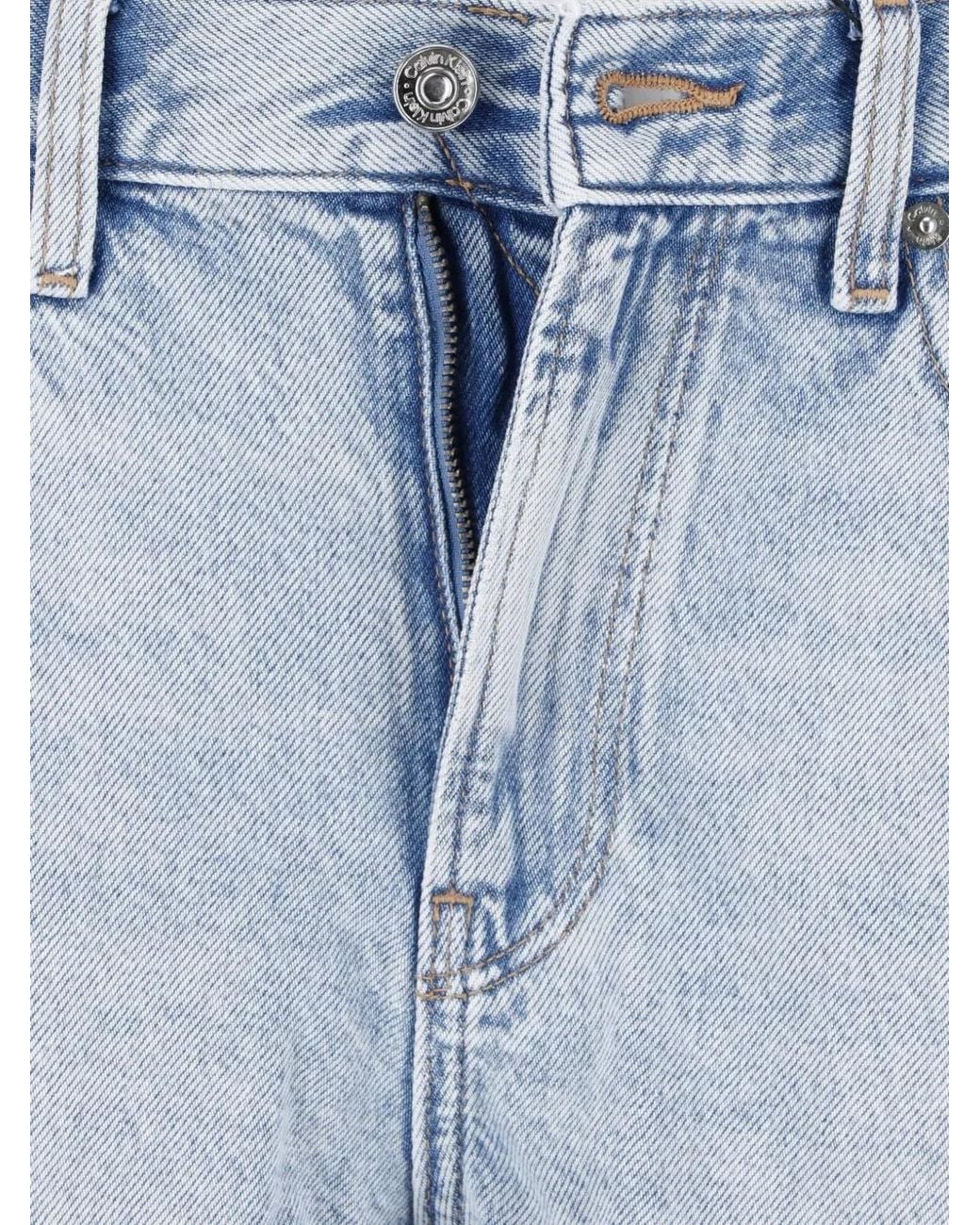 Calvin Klein Blue Acid-Wash Denim Shorts