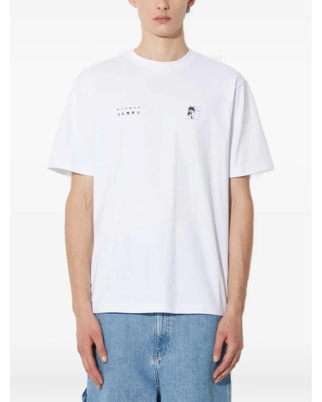 Stampd White Palm-Tree-Graphic T-Shirt for men