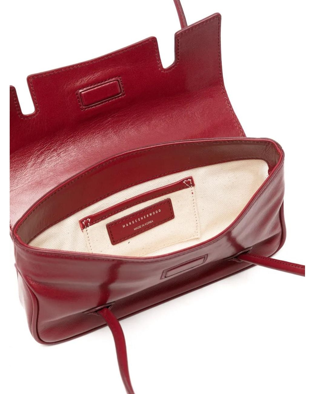 MARGE SHERWOOD Red Foldover-Top Leather Shoulder Bag