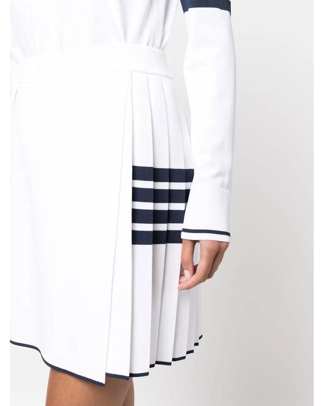 Thom Browne White 4-Bar Pleated Miniskirt
