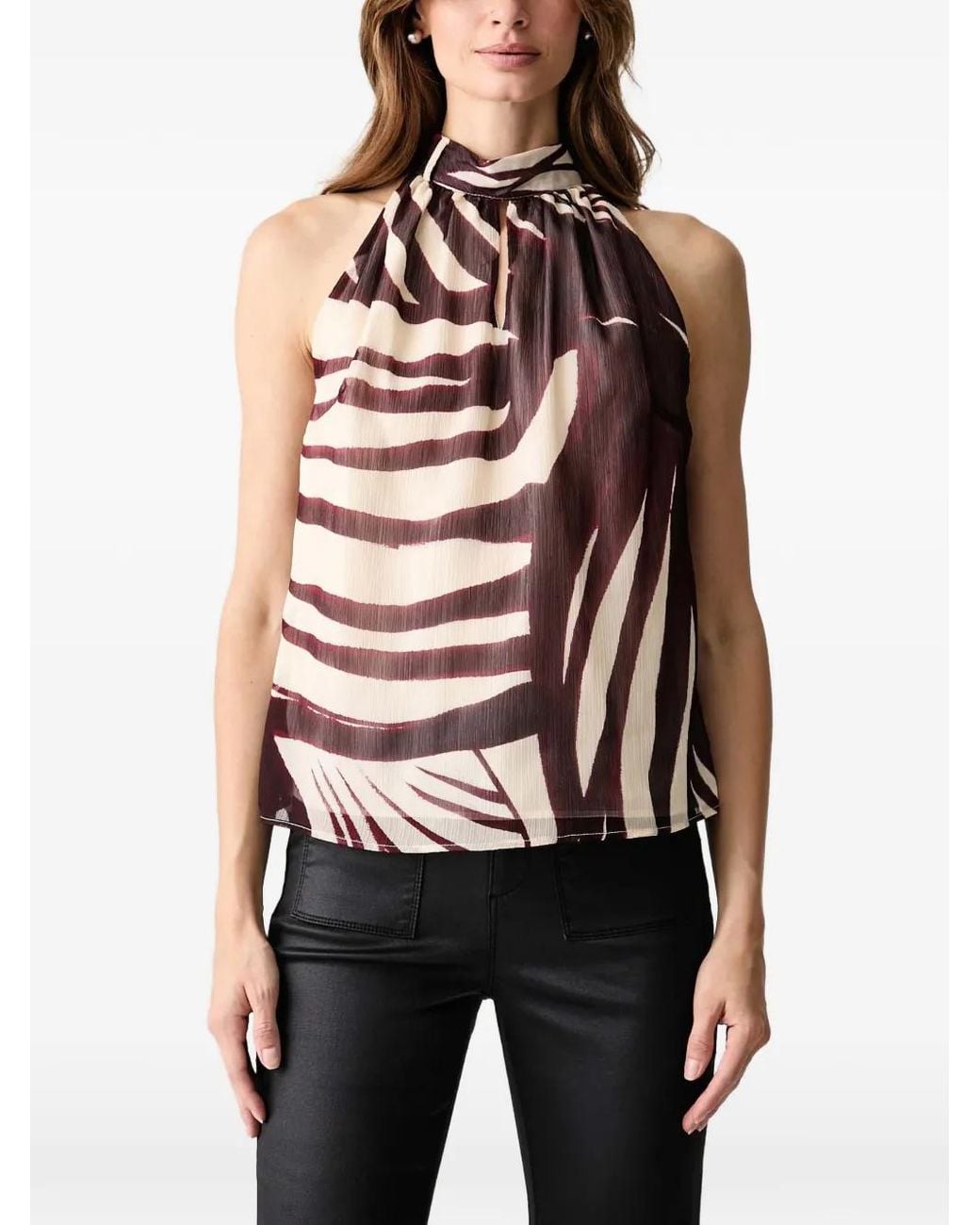 Morgan Red Zebra-Print Halterneck Blouse