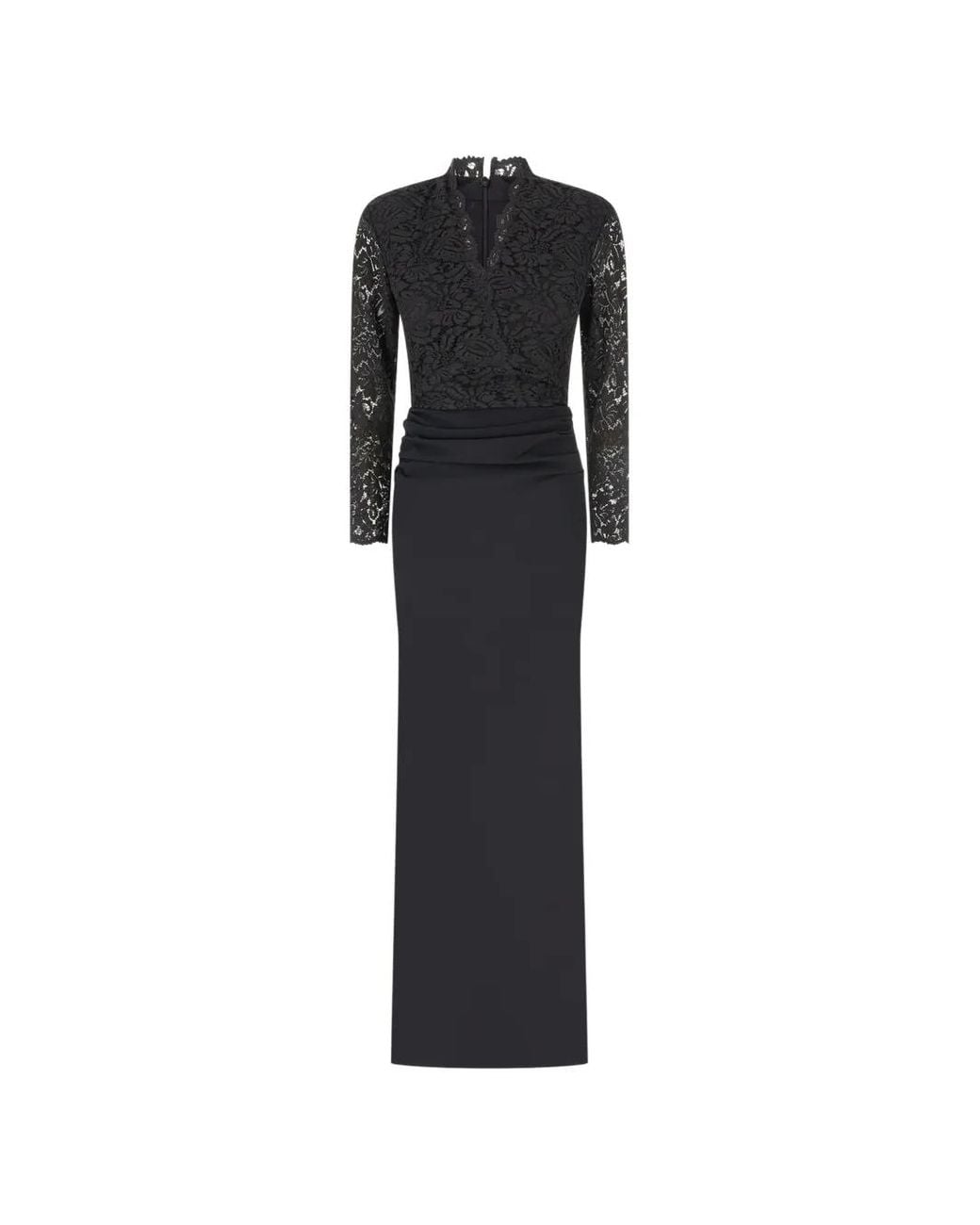 La Petite Robe Di Chiara Boni Black Lace-Panelled Ruched Maxi Dress