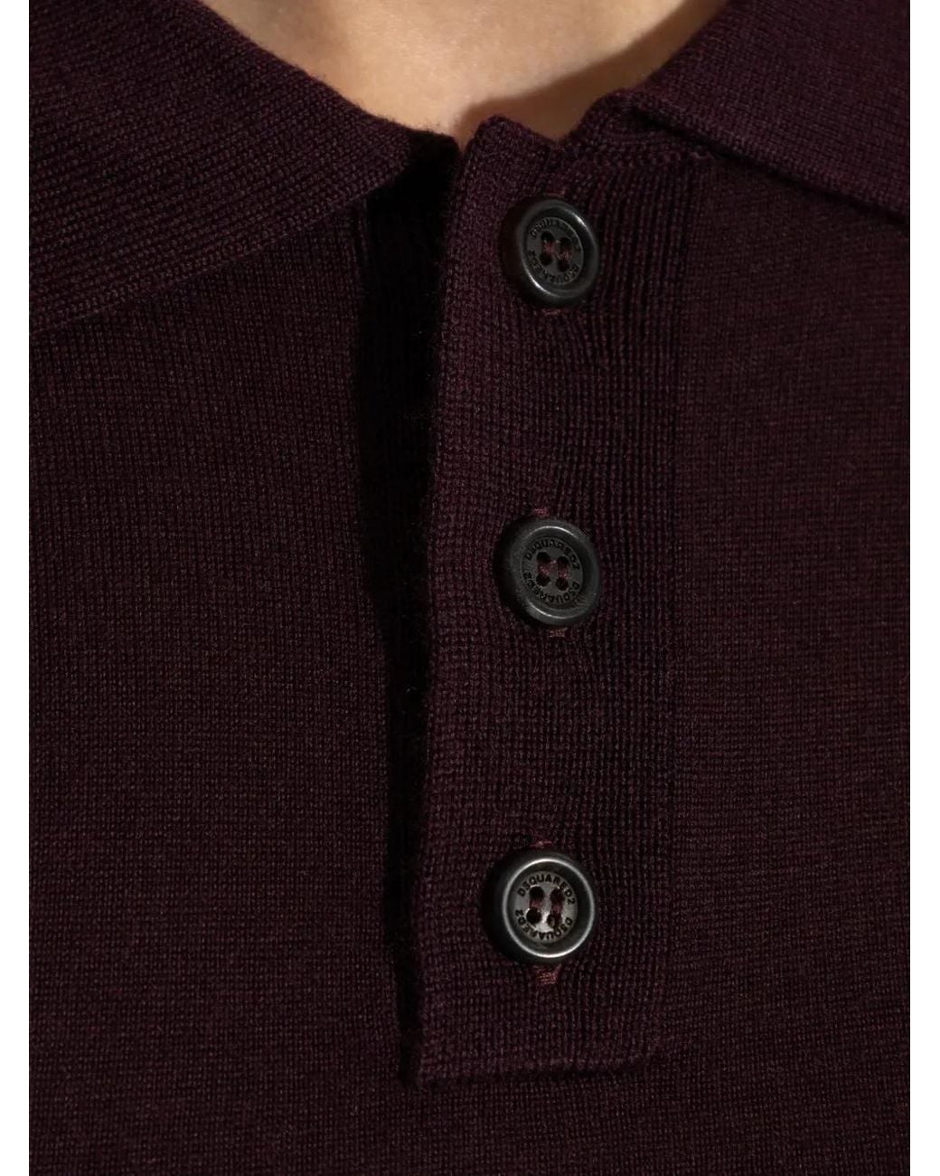 DSquared² Purple Short-Sleeve Wool Polo Shirt