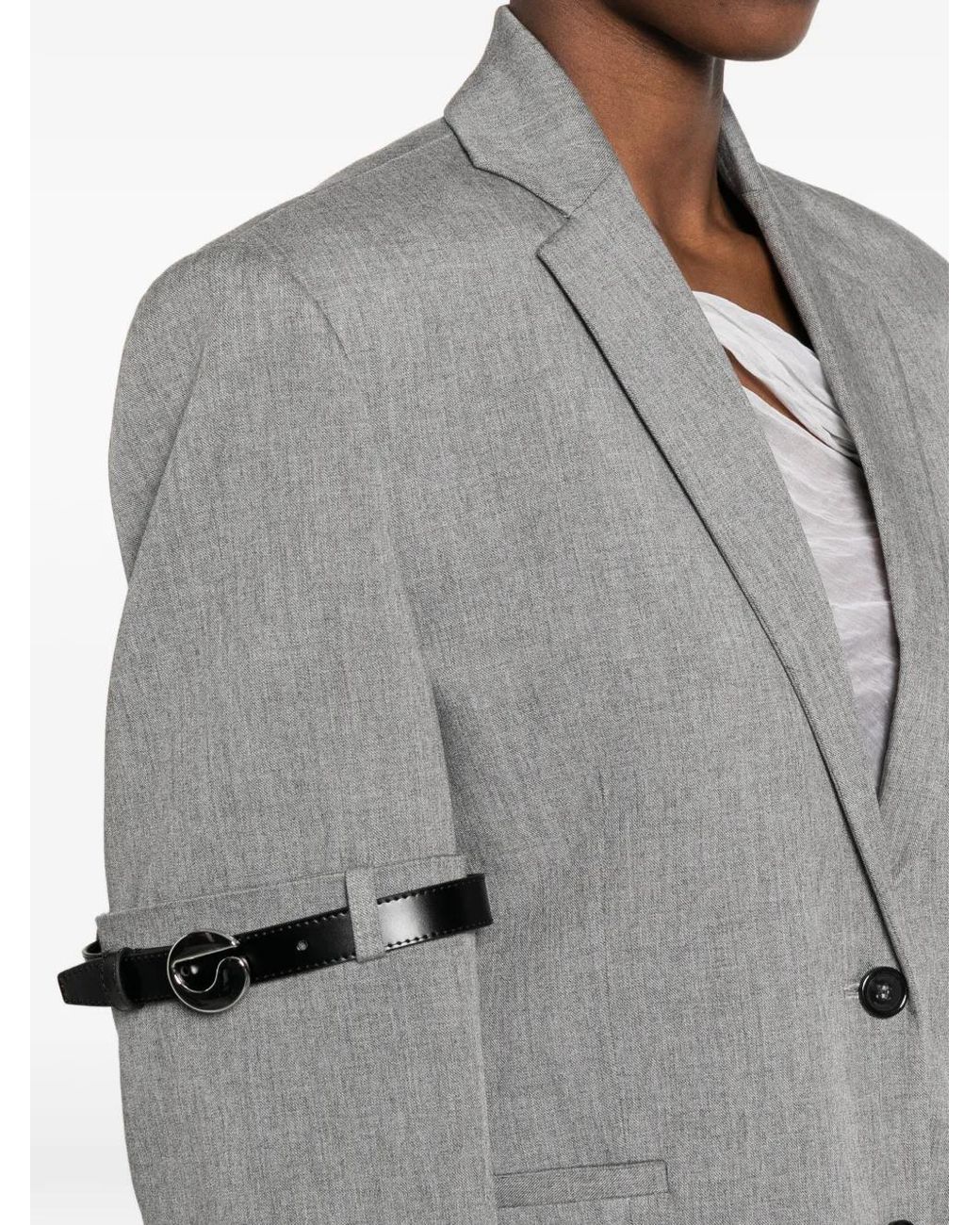Coperni Gray Belted Single-Breasted Blazer