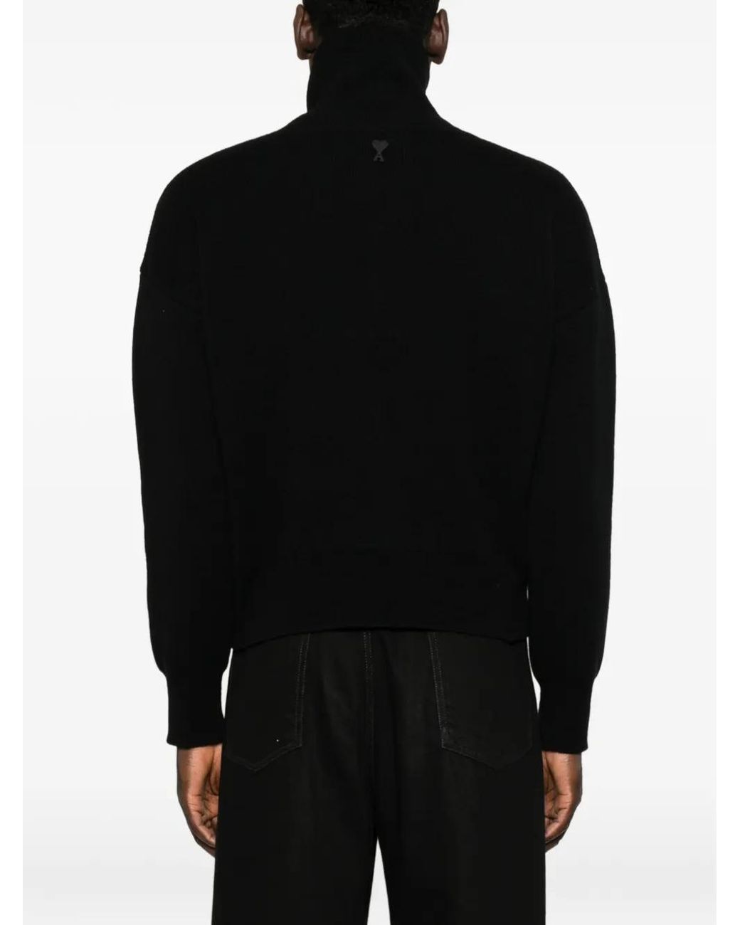 AMI Black Button-Up High-Neck Jumper for men