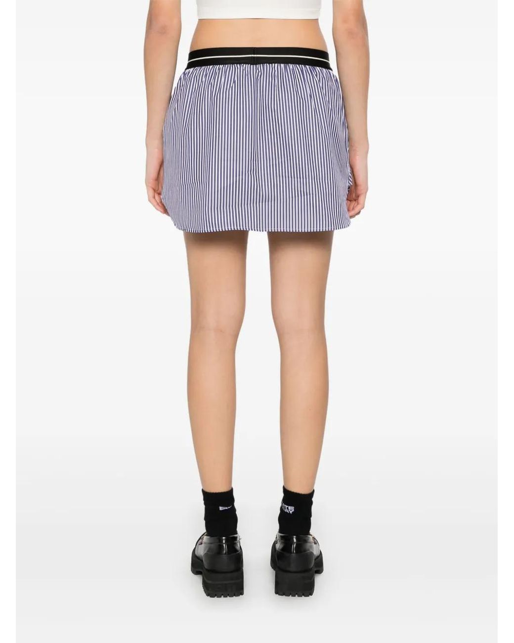 Palm Angels Blue Striped Mini Skirt