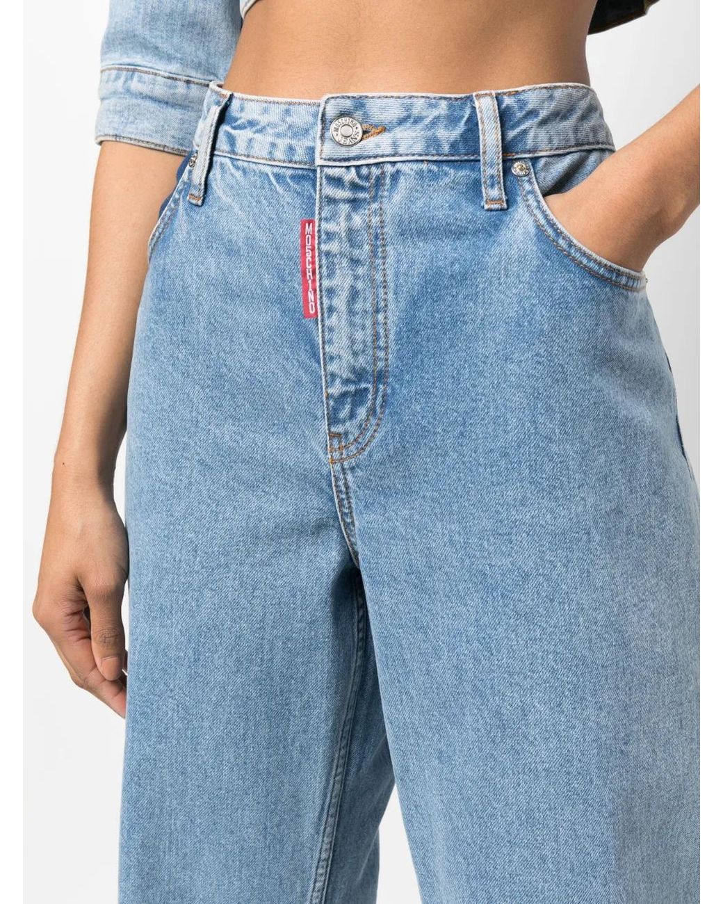Moschino Blue High-Waisted Wide-Leg Jeans