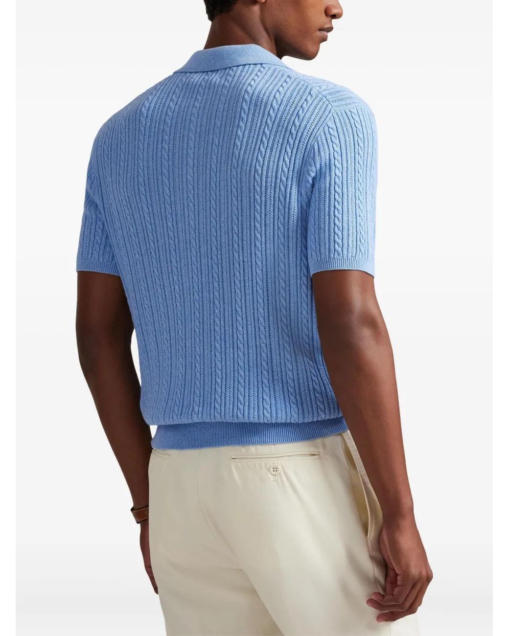 Polo Ralph Lauren Blue Knitted Polo 004 Light Boilette for men