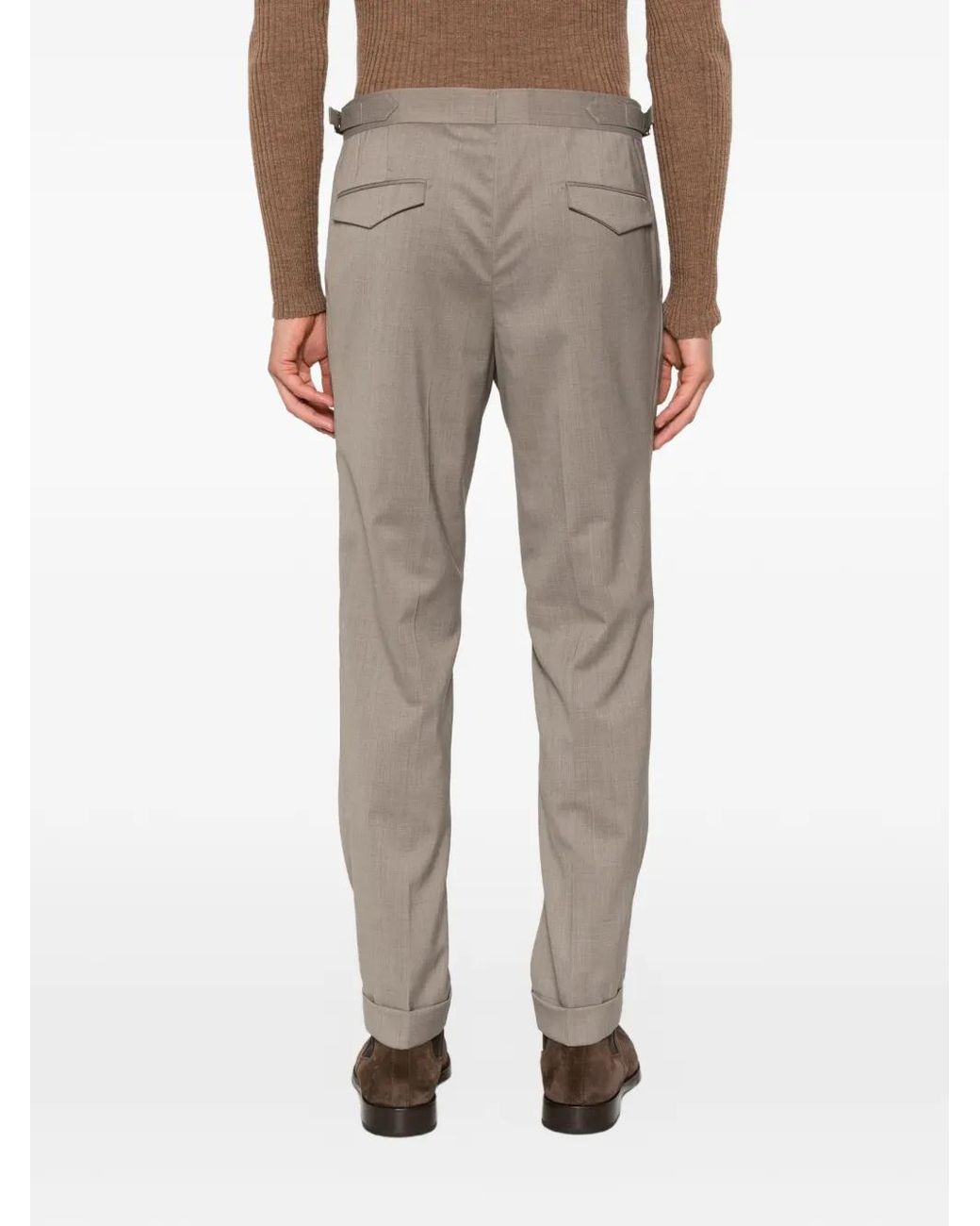 Briglia 1949 Gray Pleated Side-Adjuster Trousers for men