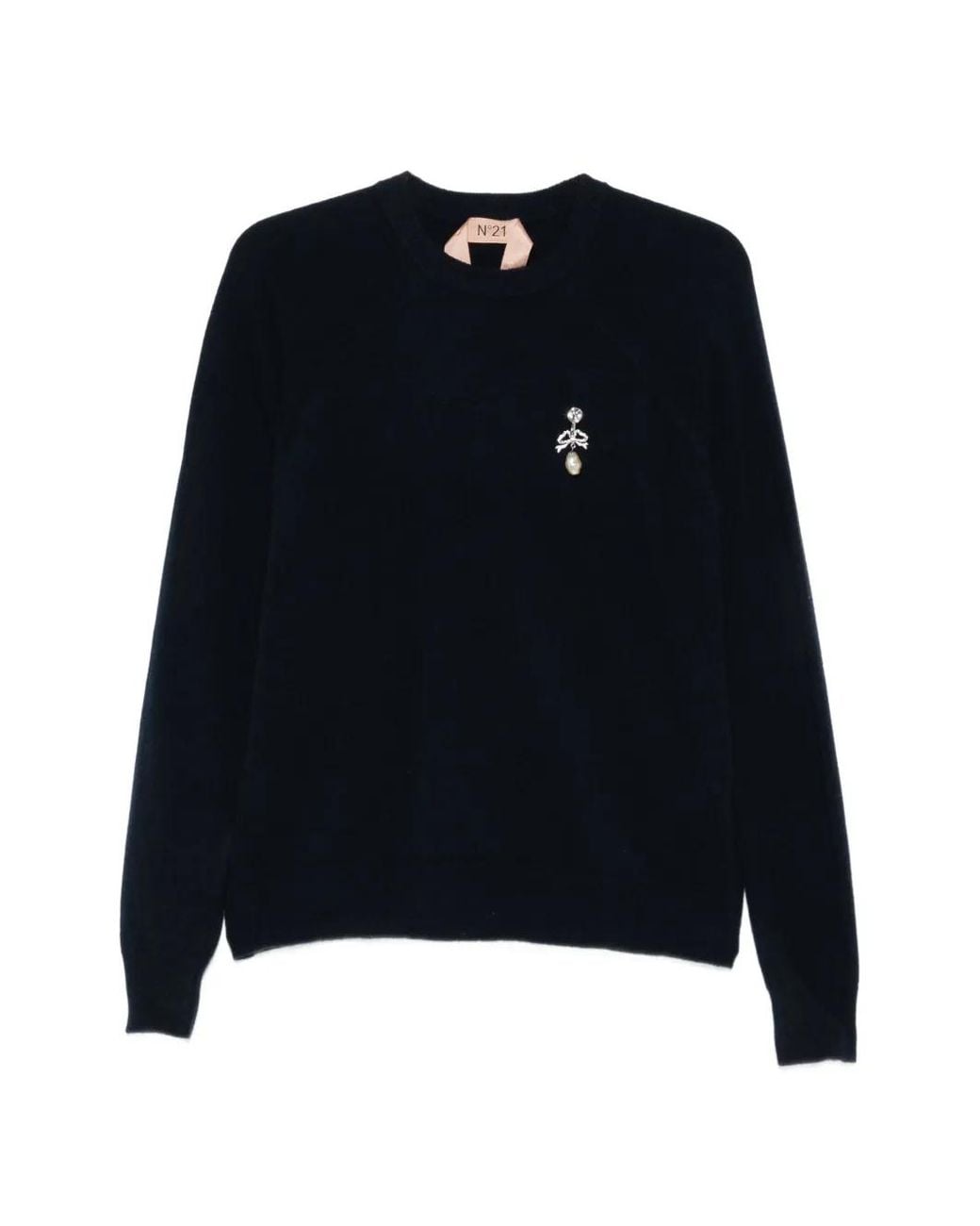 N°21 Blue Crystal-Embellished Raglan-Sleeve Sweater