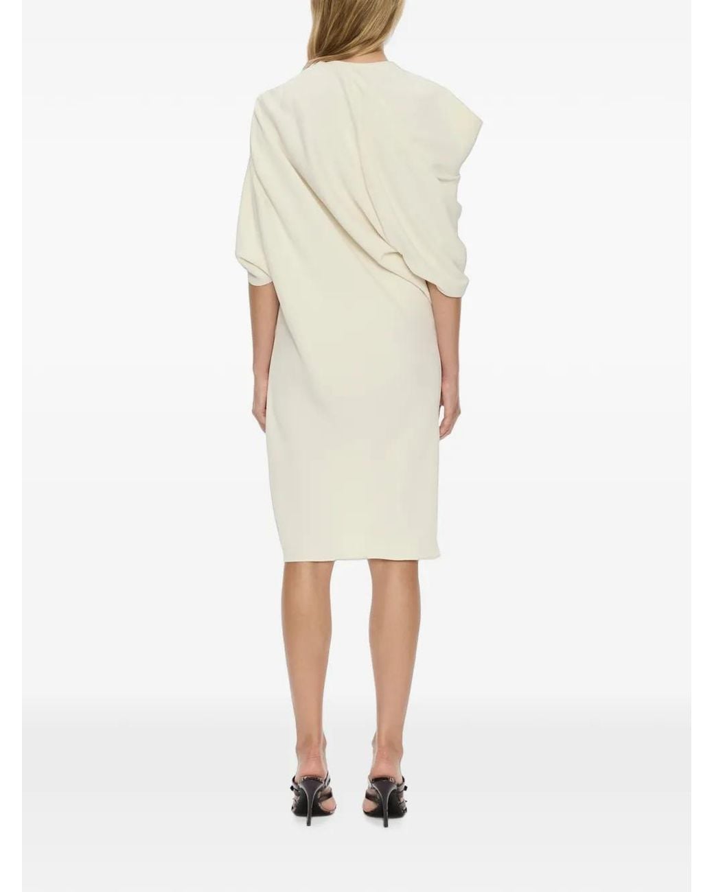 Christopher Esber White Virelle Cocoon Draped Midi Dress