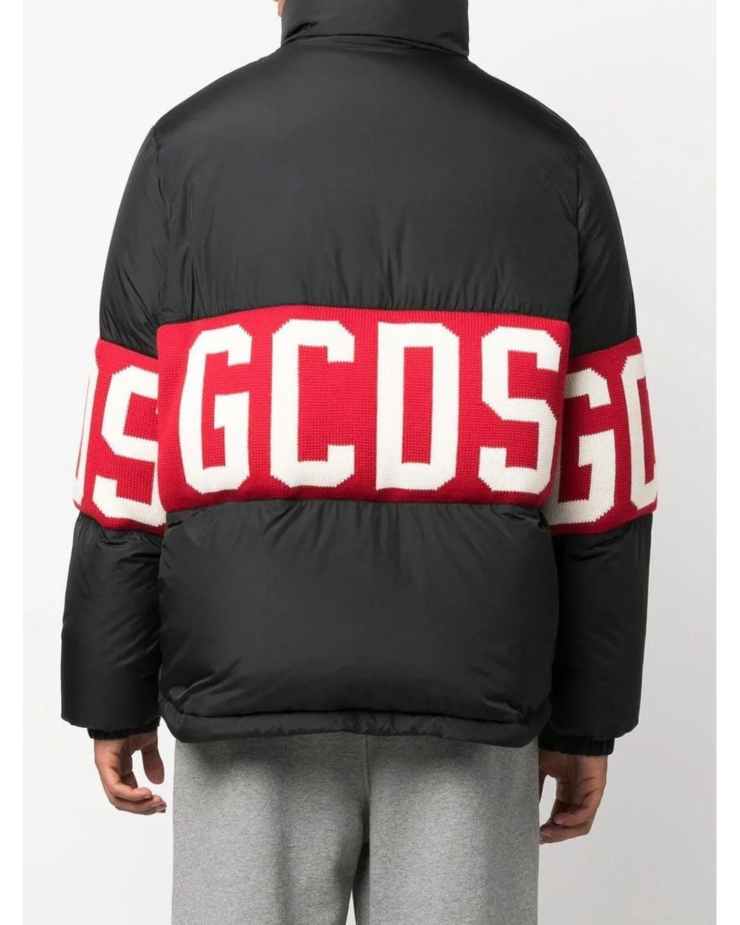 Gcds Black Down Jacket With Logo for men