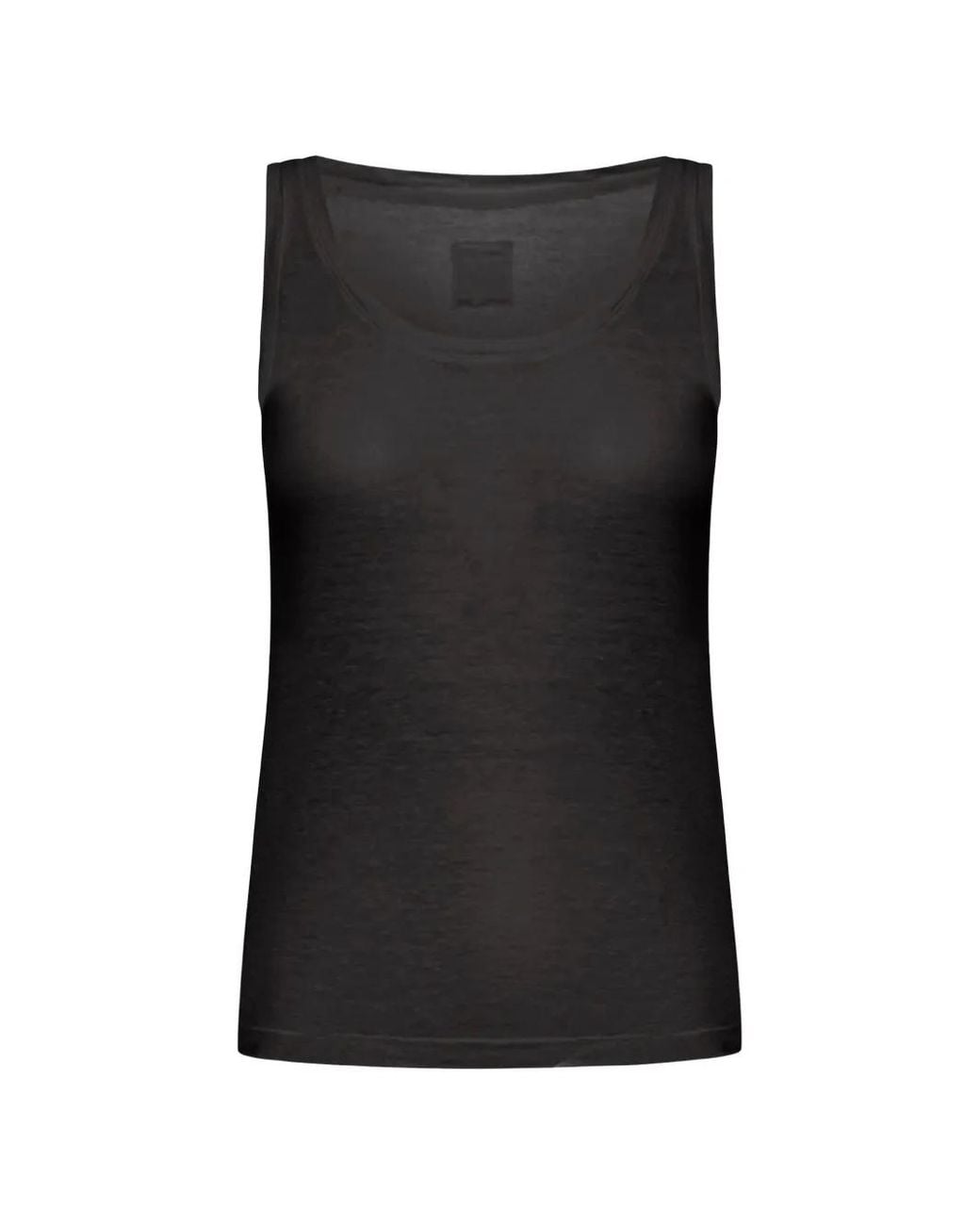 120% Lino Black Scoop-Neck Linen Top