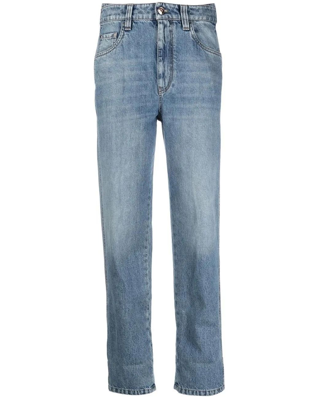 Brunello Cucinelli Blue High-Rise Straight-Leg Jeans