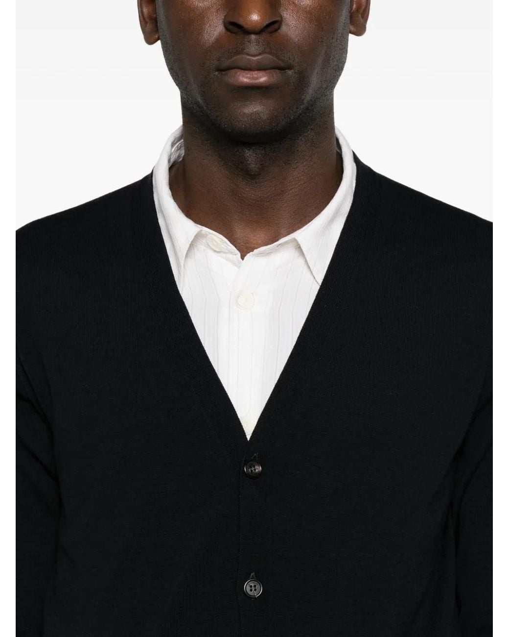 Zanone Black Button-Up Cardigan for men