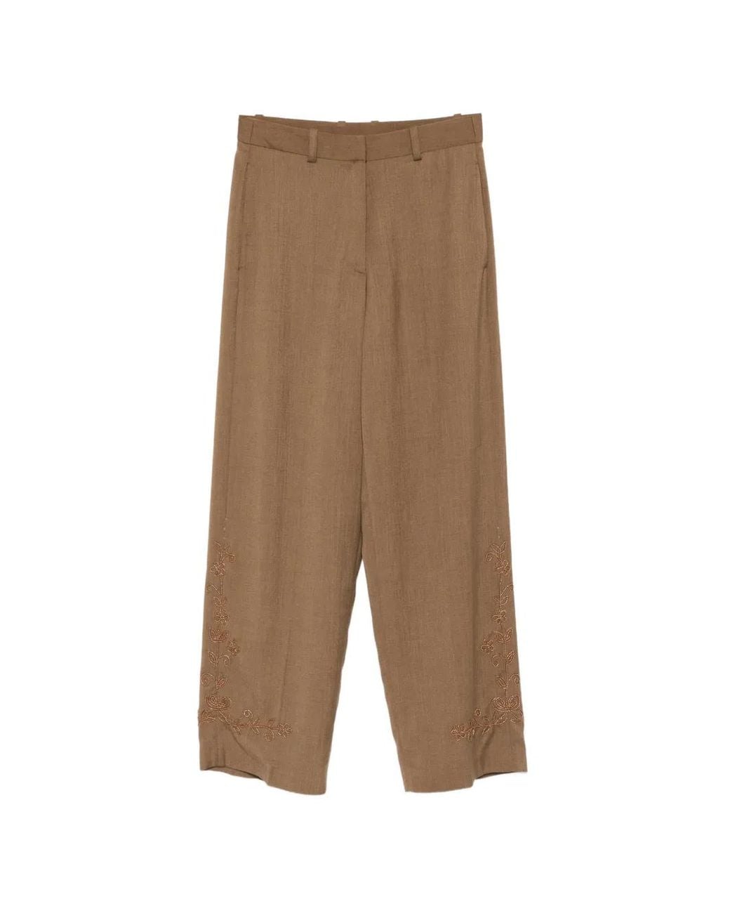 Forte_forte Natural Bead-Embroidered Tailored Trousers