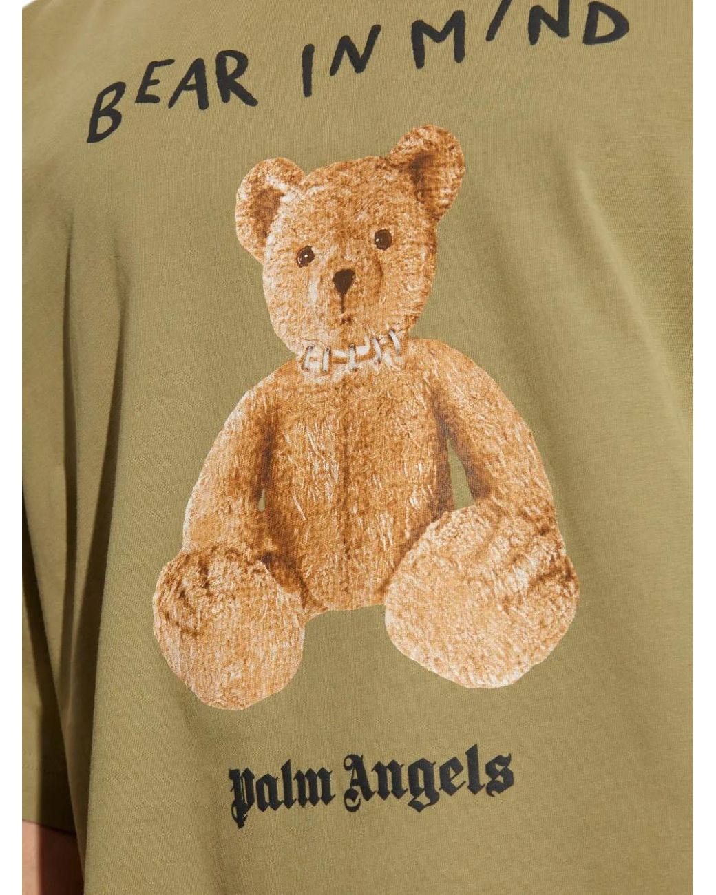 Palm Angels Green Bear Graphic T-Shirt for men