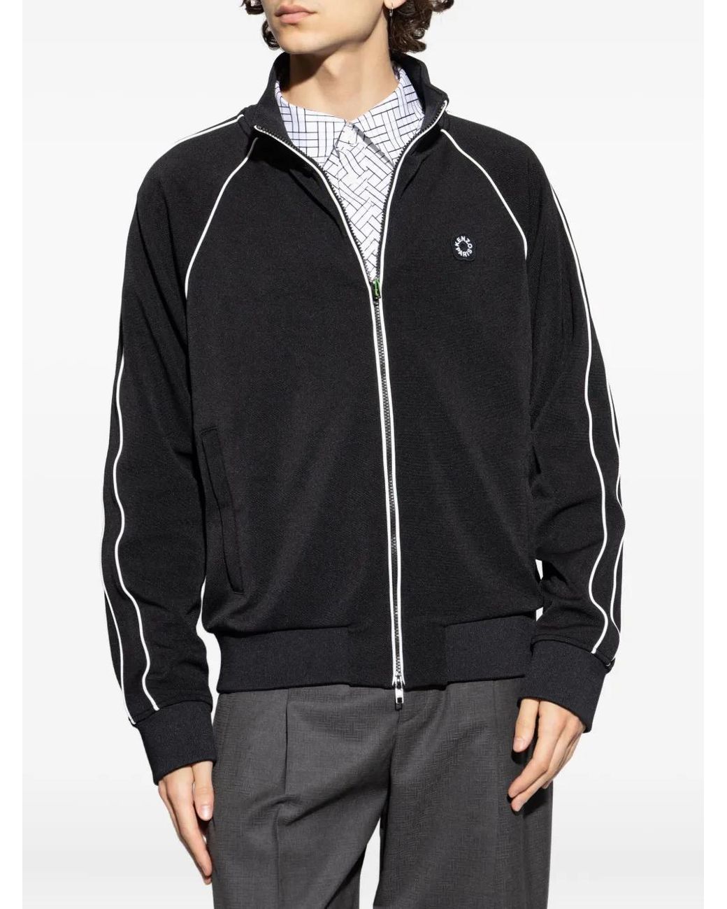 KENZO Black Panelled Zip-Up Track Jacket for men