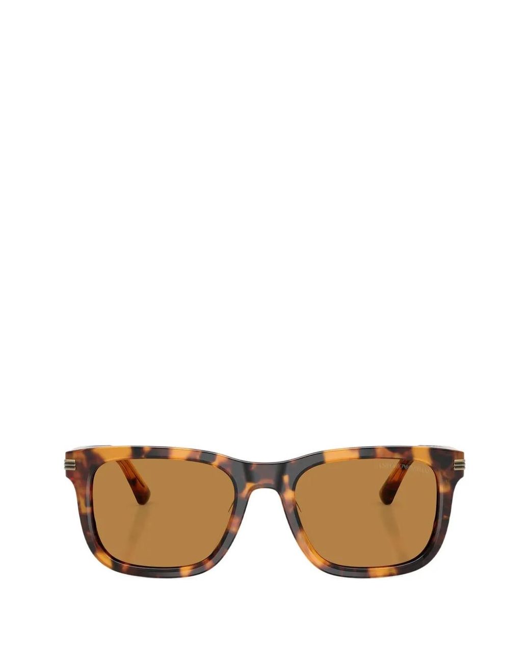 Emporio Armani Brown Tortoiseshell-Effect Rectangle-Frame Sunglasses for men
