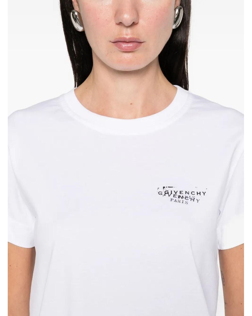 Givenchy White Fitted Crew-Neck T-Shirt