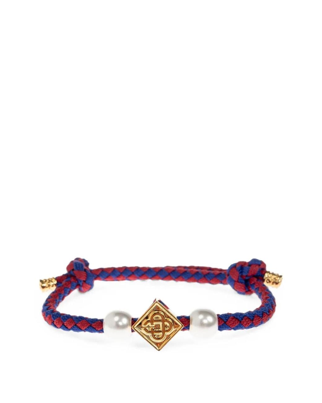 Casablanca White Braided Faux-Pearl Bracelet