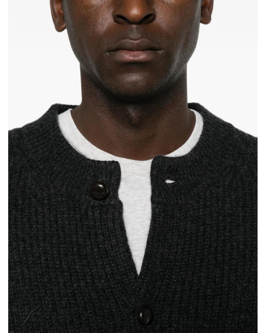 Isabel Marant Black Cardigan Mael Boutonné En Maille Côtelée for men