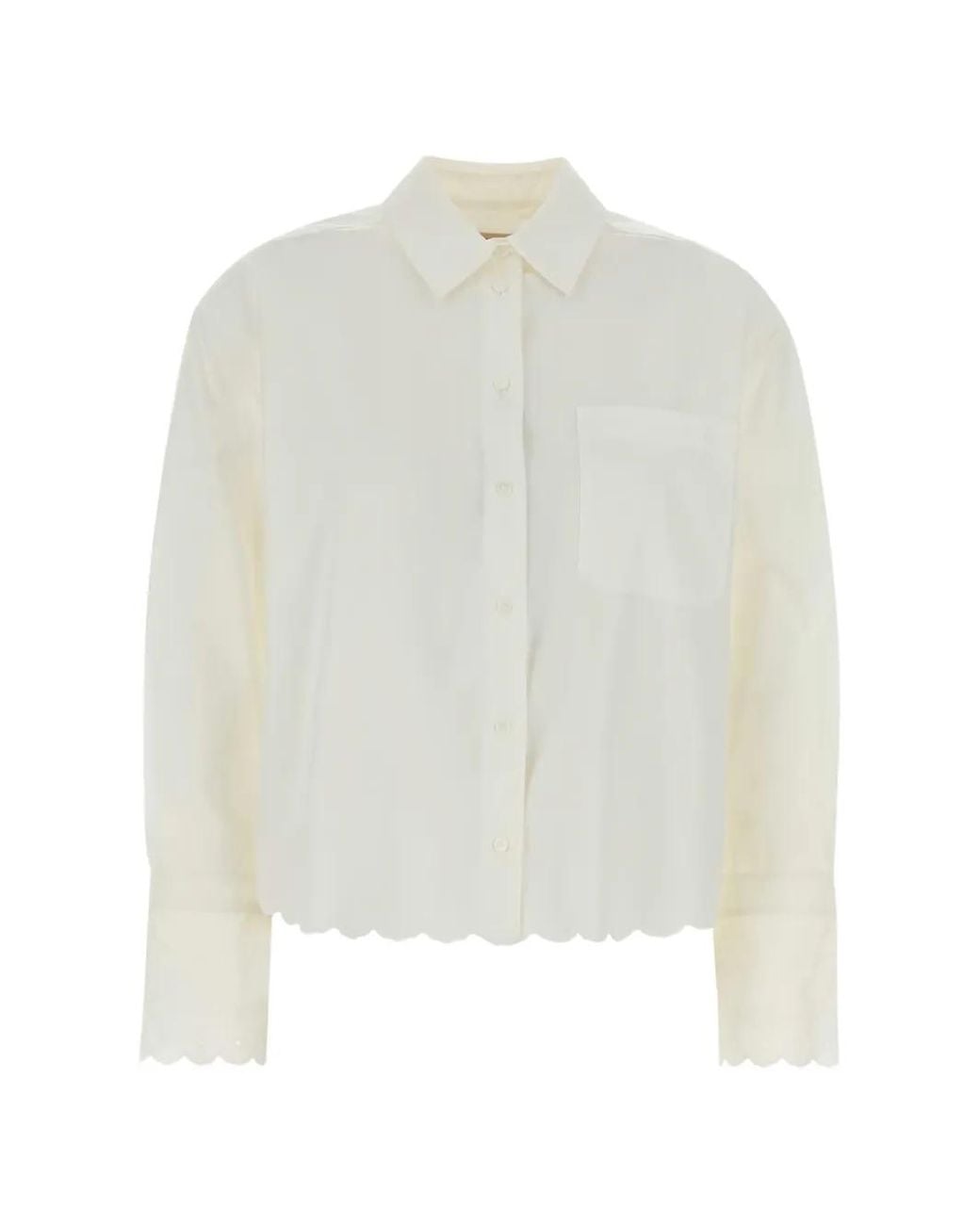 Weekend by Maxmara White Neutral Blouse With Embroidered Cuffs