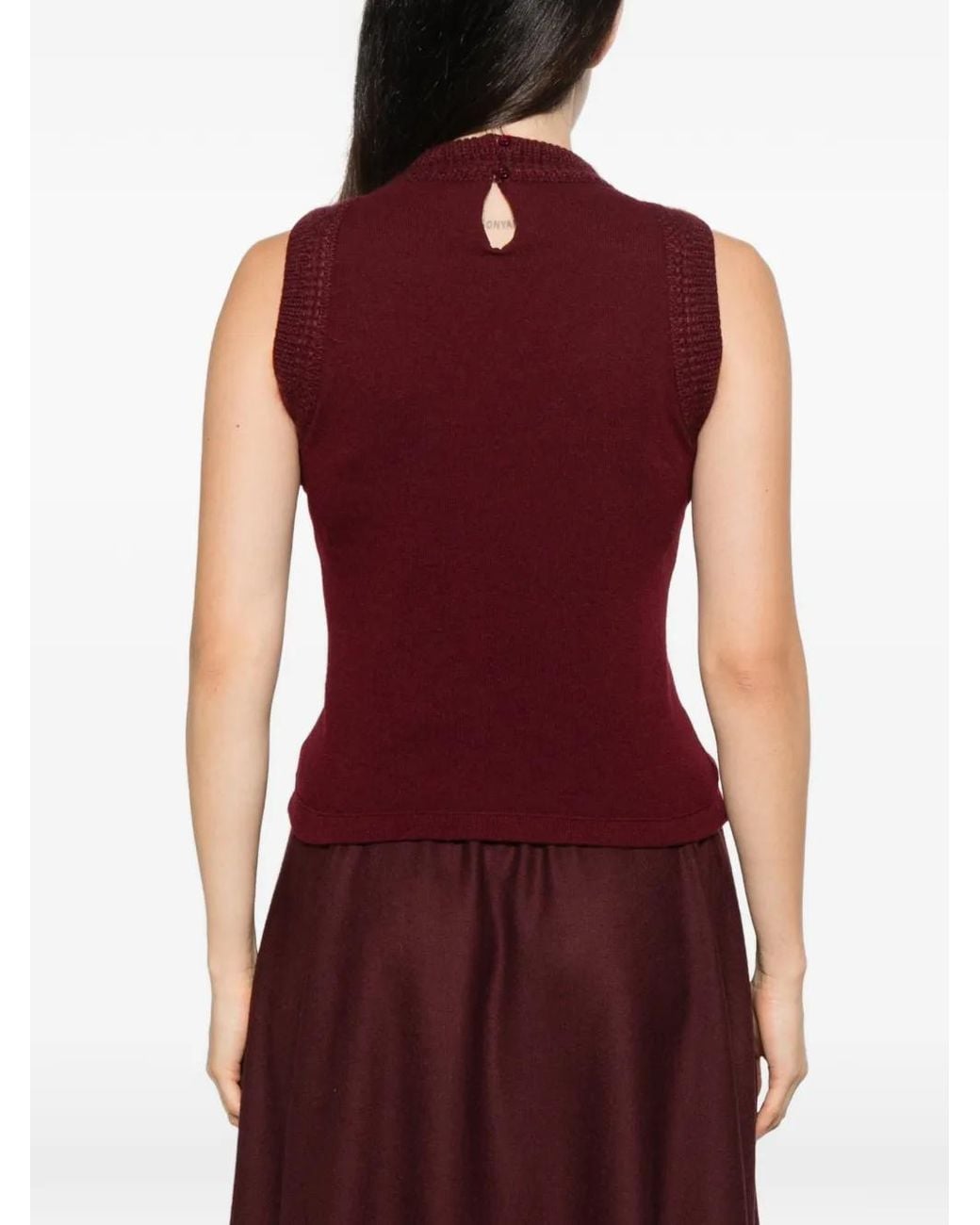 Ermanno Scervino Red Lace-Embellished Sleeveless Top