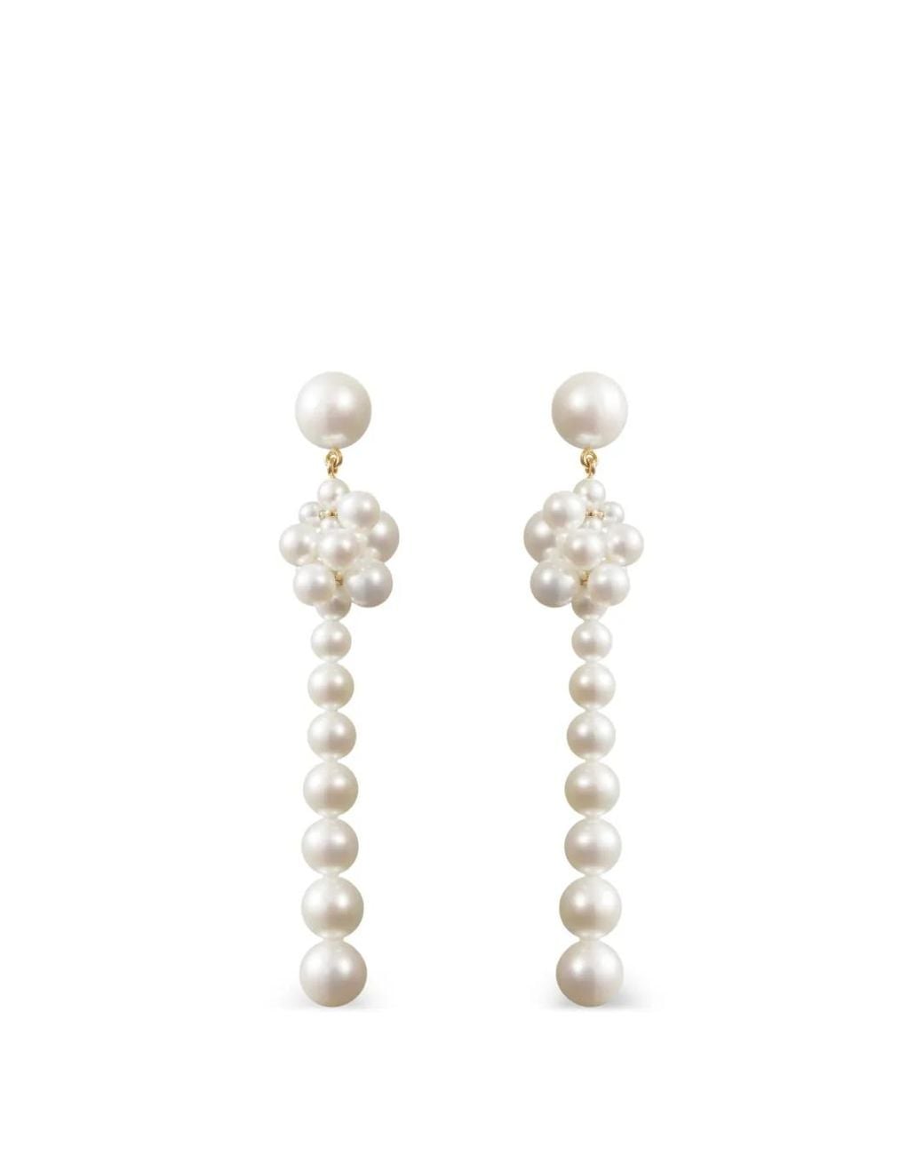 Sophie Bille Brahe White Colonna Botticelli Pearl Drop Earrings