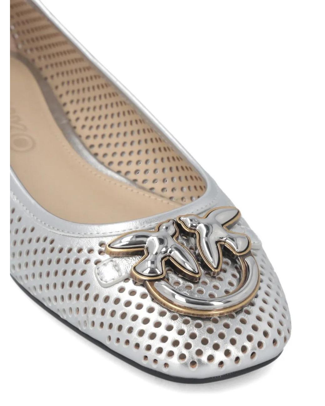 Pinko White Love Bids Perforated Ballet Flats