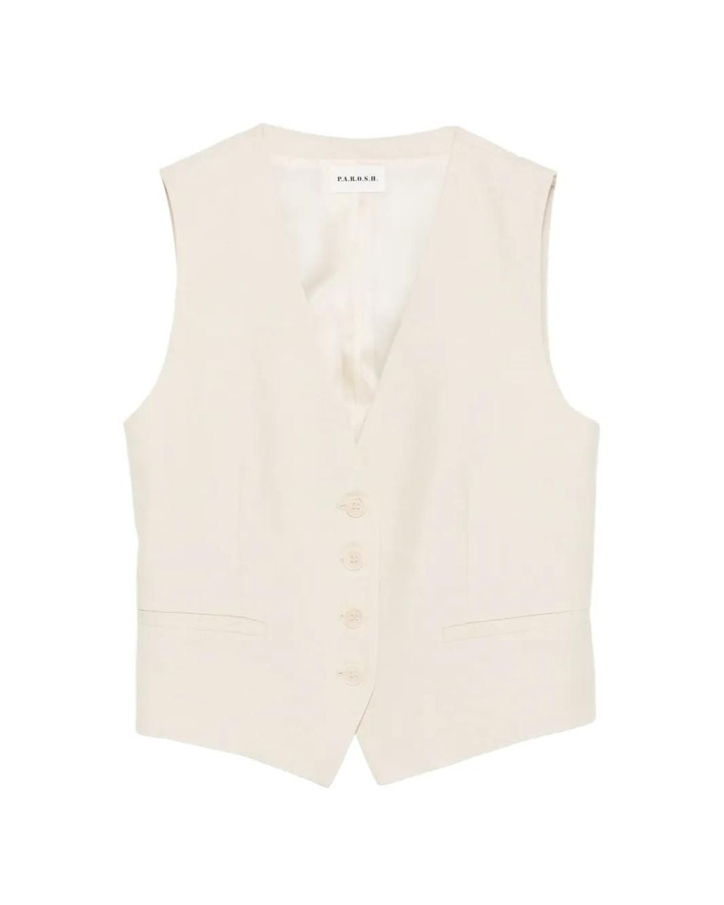P.A.R.O.S.H. White V-Neck Button Vest