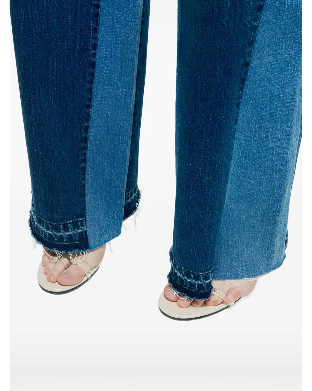 Hey Joanie Blue Shadow Split Frayed Wideleg Jeans