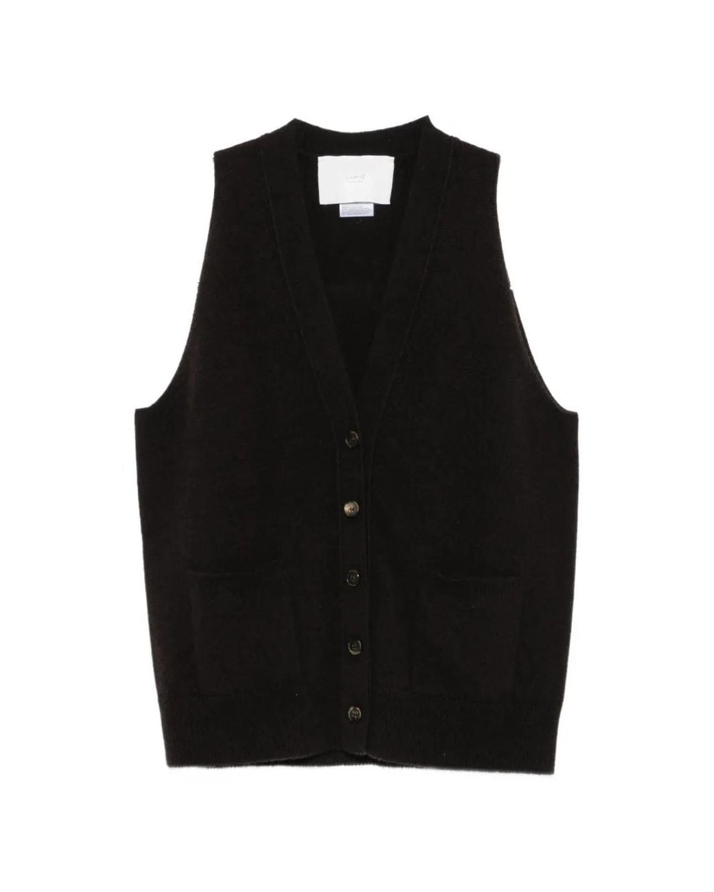 Vanisé Black Button-Up V-Neck Vest