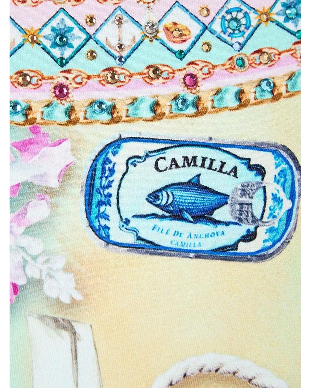 Camilla Blue Beach-Pattern Bikini Bottoms