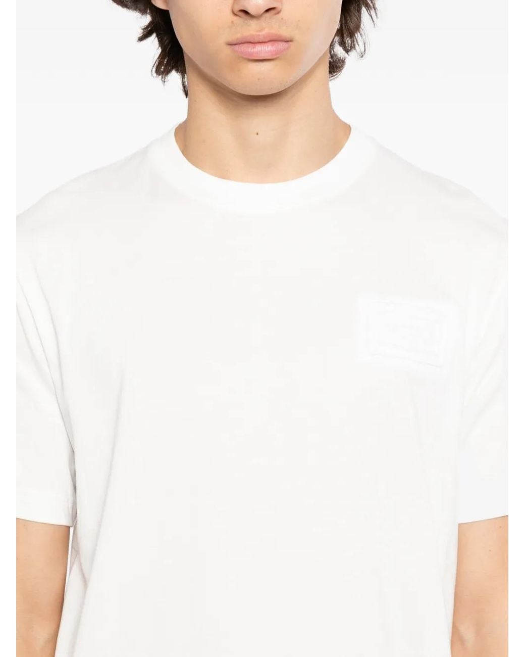 Lacoste White Embossed Branding Jersey T-Shirt