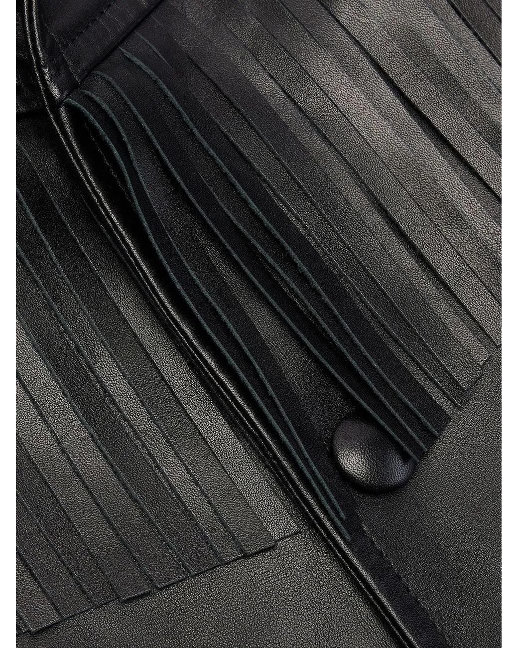 AMI Black Tasselled Leather Jacket