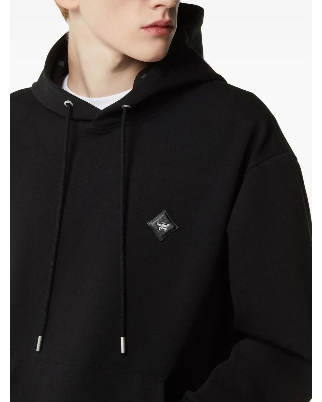 MCM Blue Essential Ponte Logo-Patch Hoodie for men