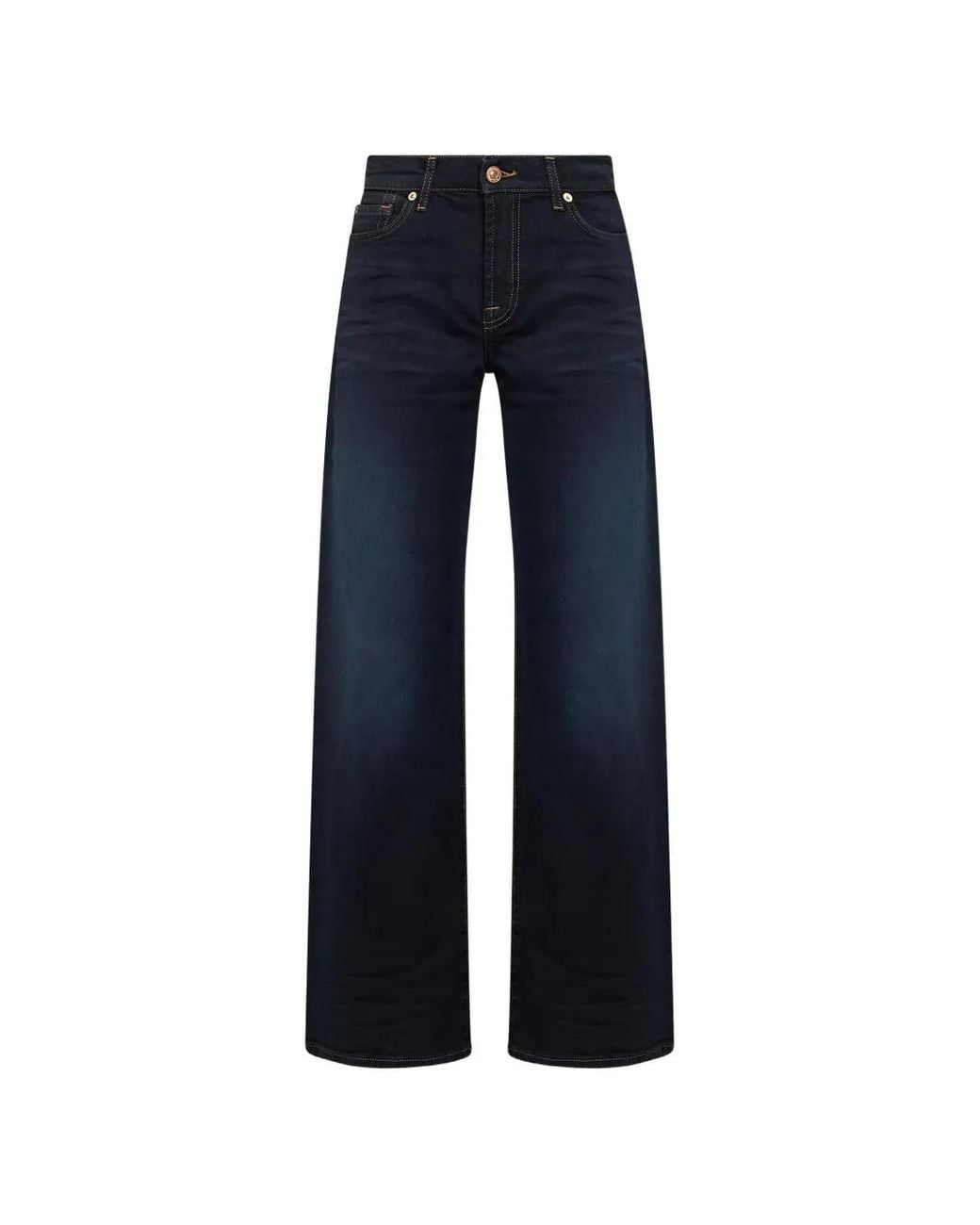 7 For All Mankind Blue Lotta Tailorless Wide-Leg Jeans
