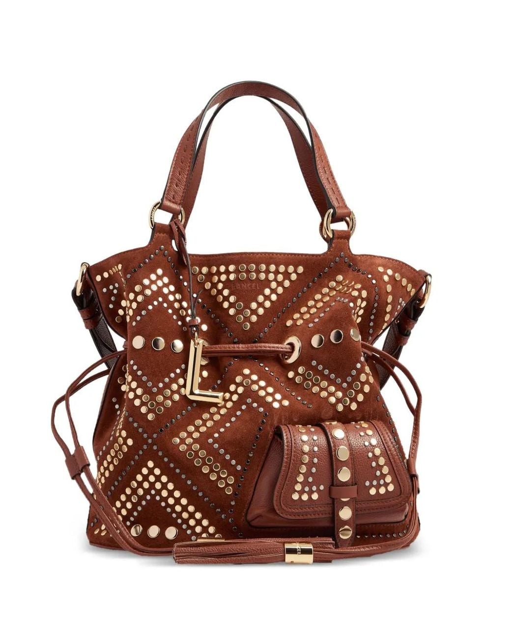Lancel Brown Medium Premier Flirt Studded Bucket Bag