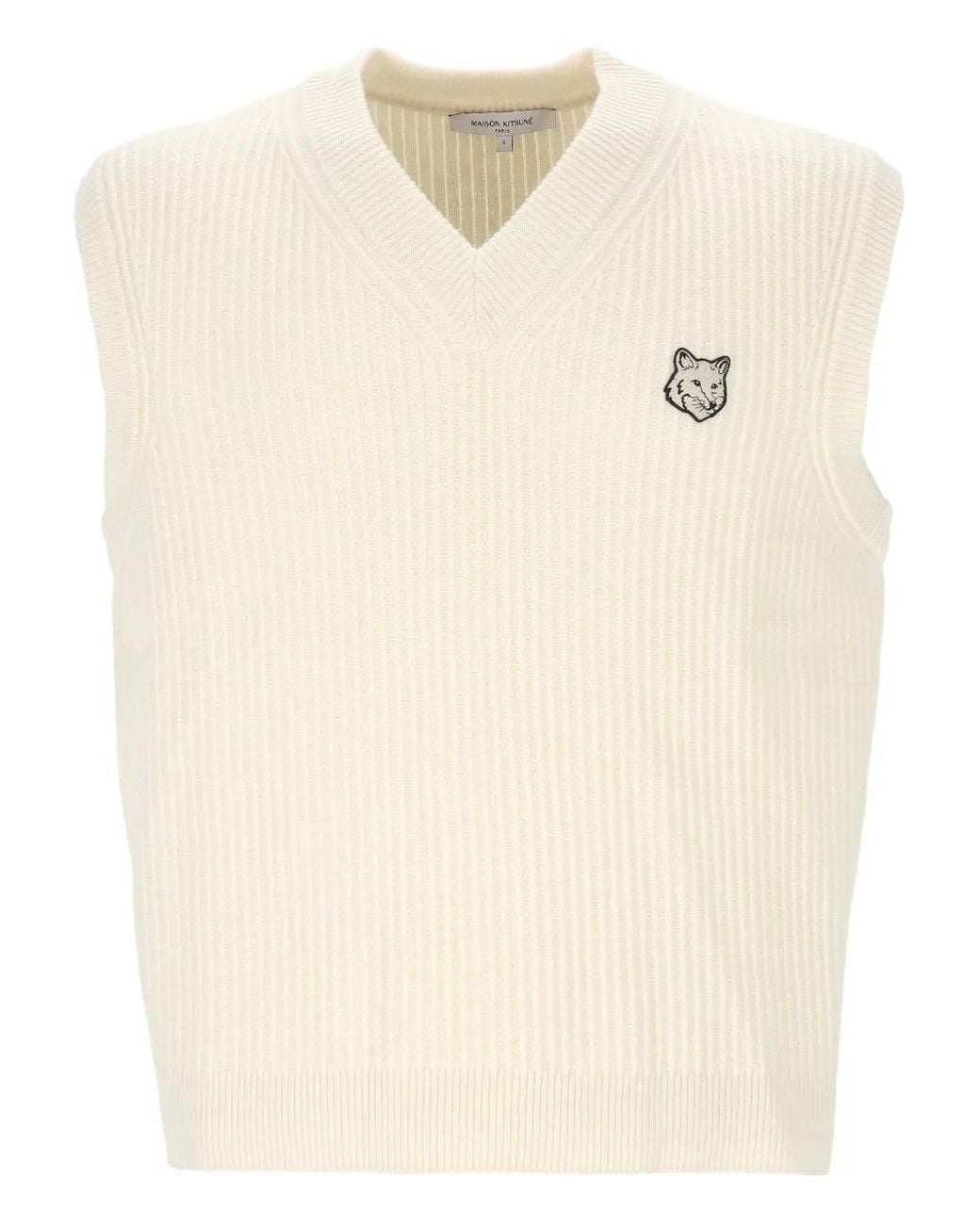 Maison Kitsuné Natural Ribbed Sleeveless Vest for men