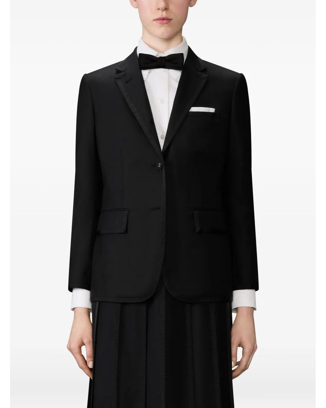 Thom Browne Black Super 120's Twill Grosgrain Tipping Sport Coat