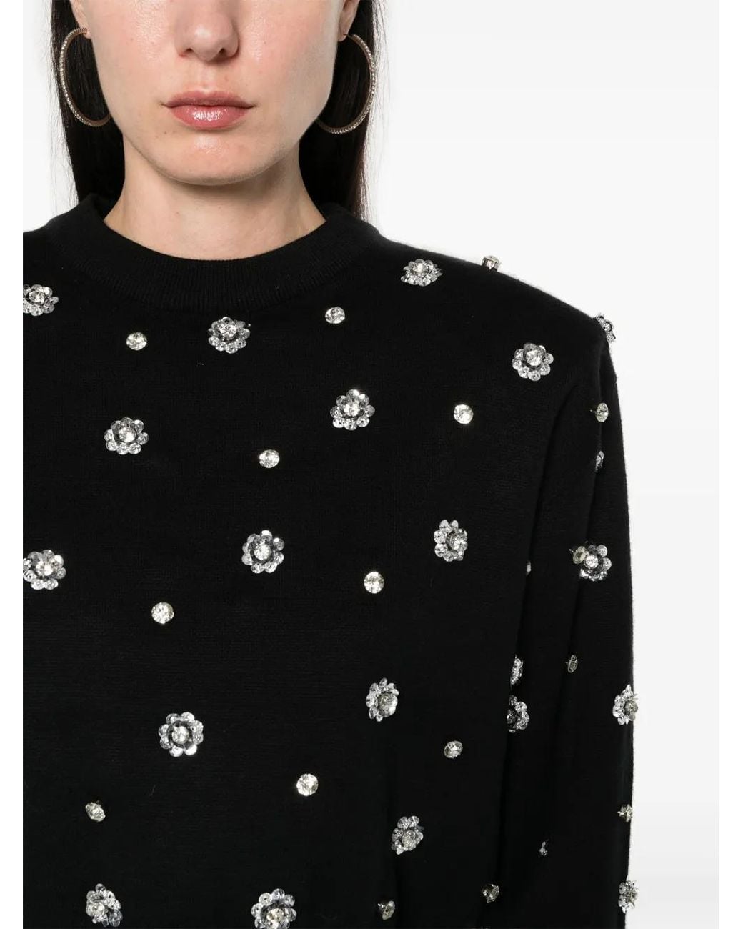 ROTATE BIRGER CHRISTENSEN Black Sequin-Embellished Jumper