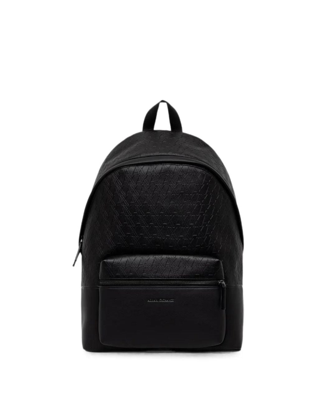 ARMANI EXCHANGE Black Logo-Embossed Front-Zip Backpack for men