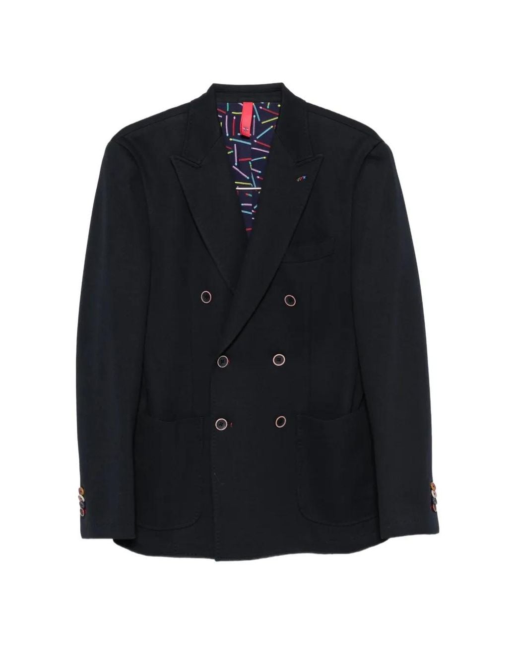Manuel Ritz Blue Double-Breasted Piquè Blazer for men