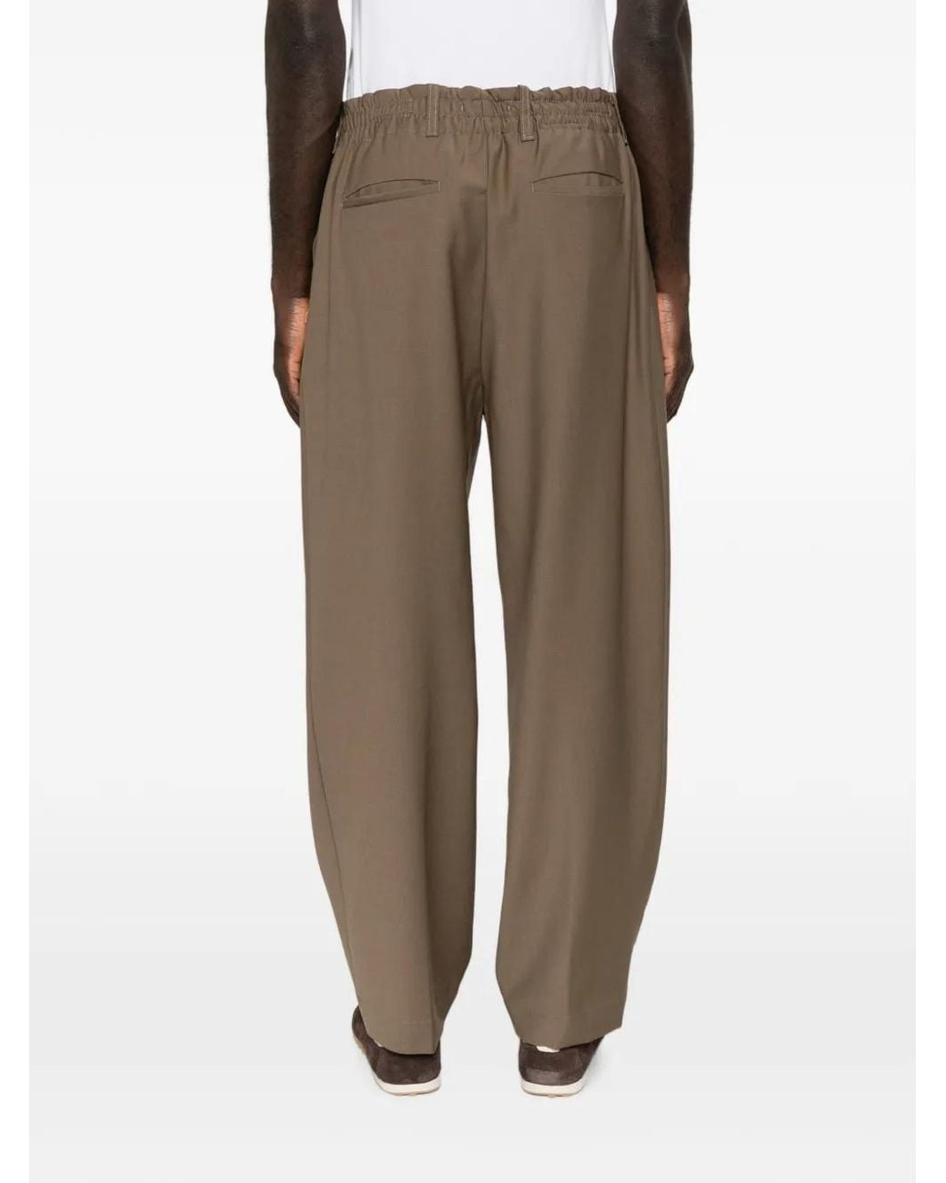 Myths Brown Pleated-Front Straight-Leg Trousers for men