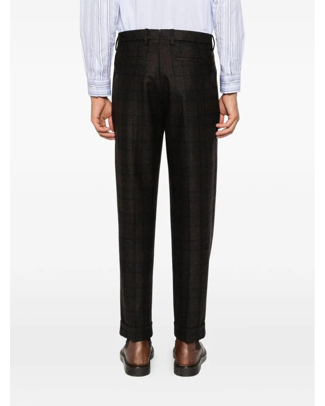 GTA Black Dante Check-Pattern Wool Trousers for men