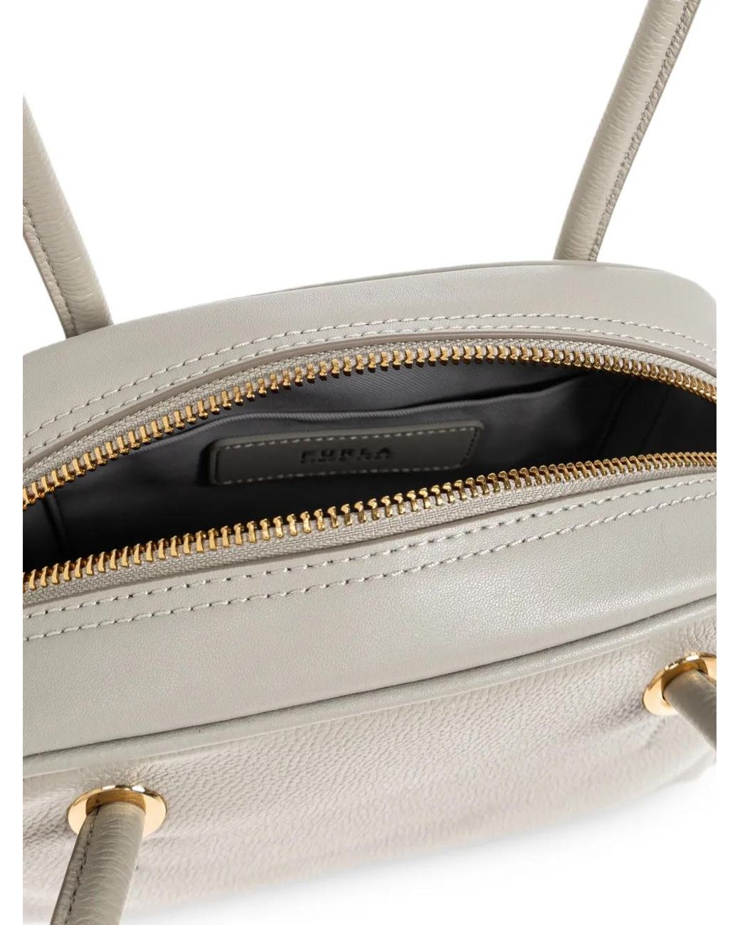 Furla White Poppy Grained-Leather Shoulder Bag