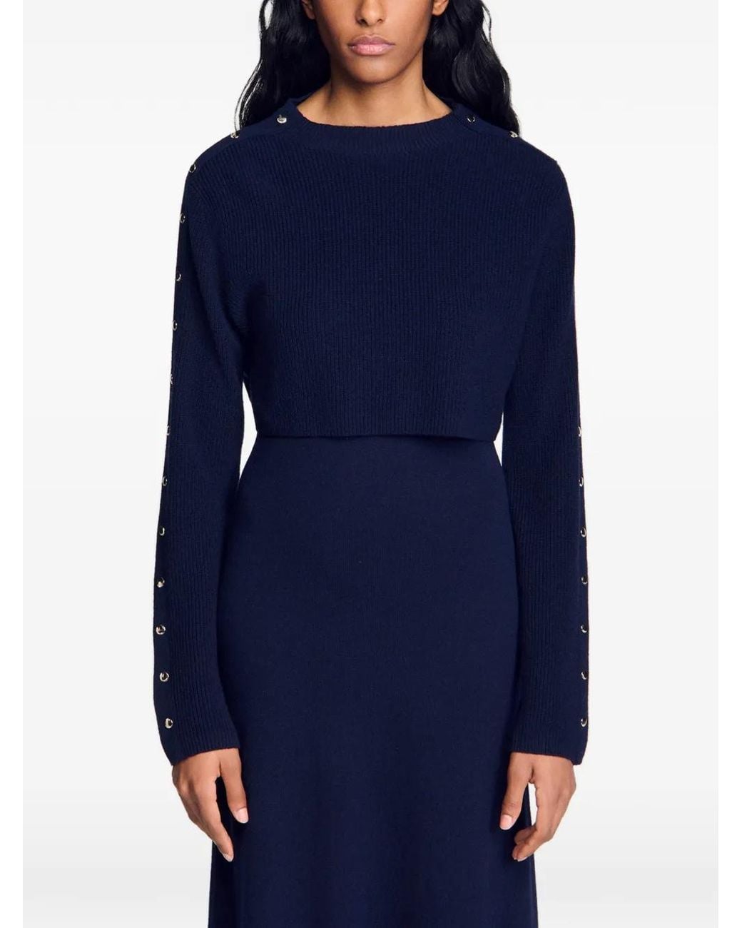 Sandro Blue 2-In-1 Knit Maxi Dress